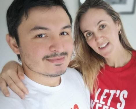 Ray Dussan with his girlfriend turned wife Louise Ardern.